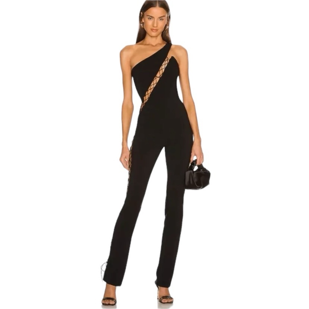 Michael Costello x REVOLVE Essex Lace Up Black Jumpsuit